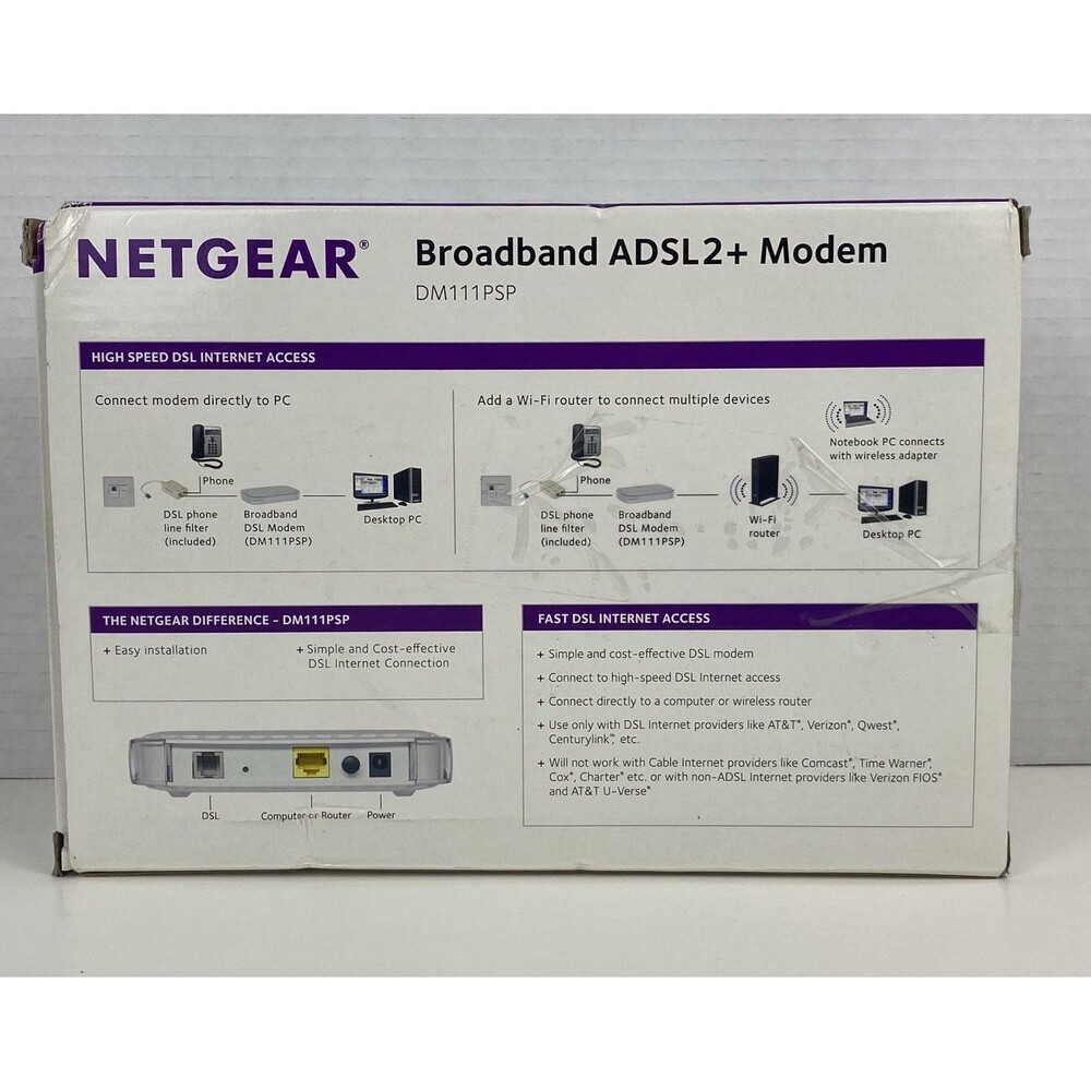 NETGEAR Broadband ADSL2+ Modem DM111PSP DSL Modem - Picture 8 of 9